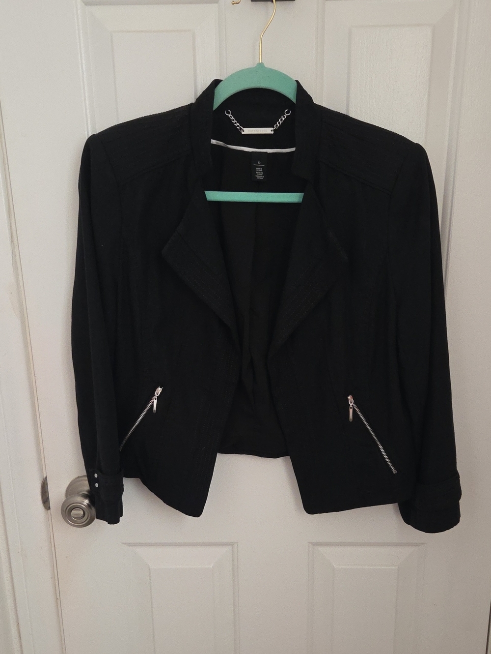 White House Black Market Black Zip-Front Tailored Blazer